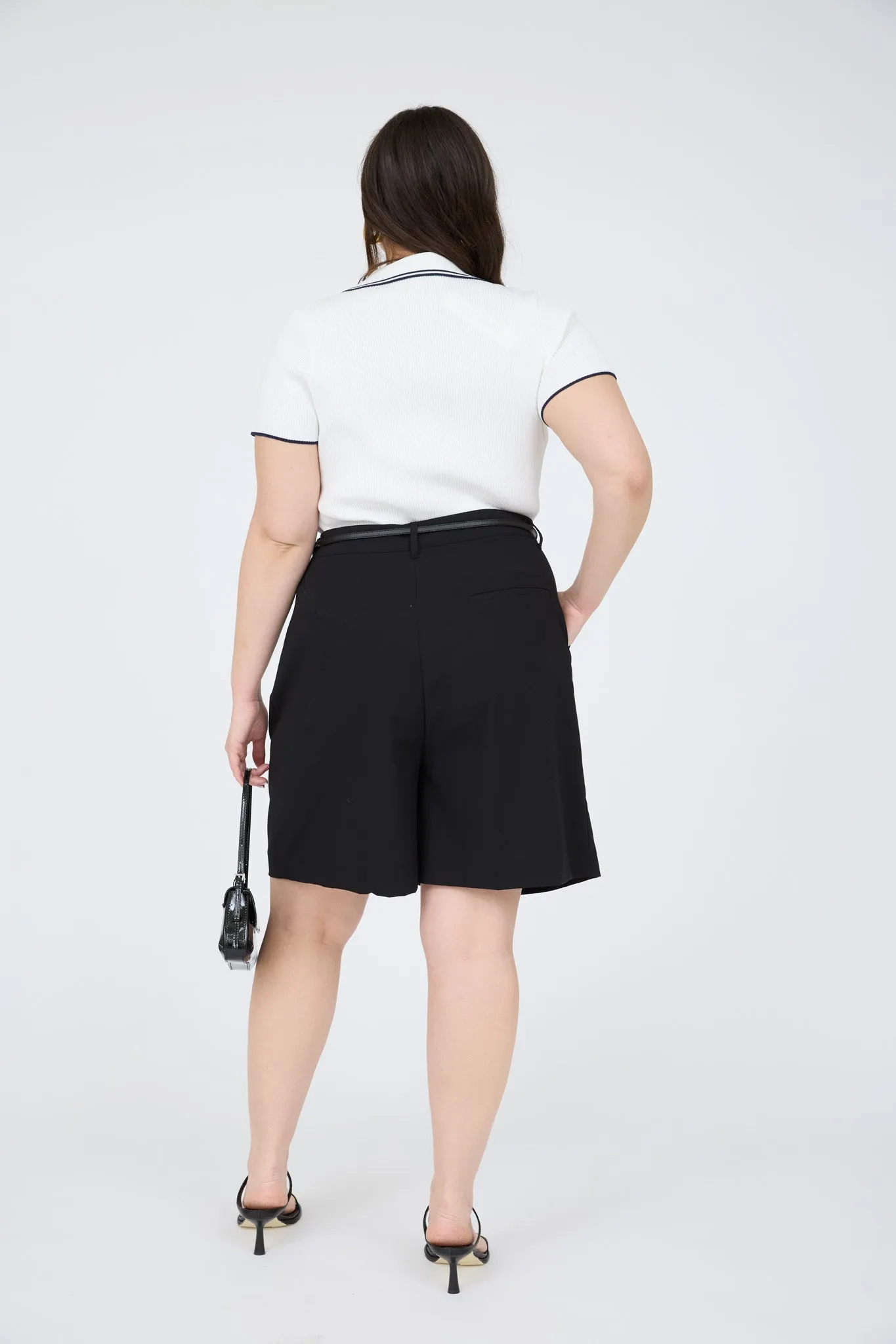 PLUS CONTRAST COLLAR TRIM SHORT SLEEVE SWEATER KNIT TOP sold by Blu Pepper product image thumbnail 2