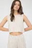 STRIPE LINEN BACK TIE DETAIL SLEEVELESS TOP sold by Blu Pepper