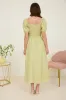 FRONT BOW SWEETHEART NECK PUFF SLEEVE MIDI DRESS sold by Blu Pepper