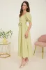 FRONT BOW SWEETHEART NECK PUFF SLEEVE MIDI DRESS sold by Blu Pepper
