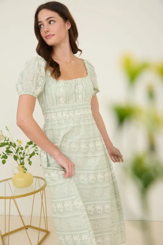 STRIPE FLORAL EMBROIDERY DETAIL MAXI DRESS sold by Blu Pepper