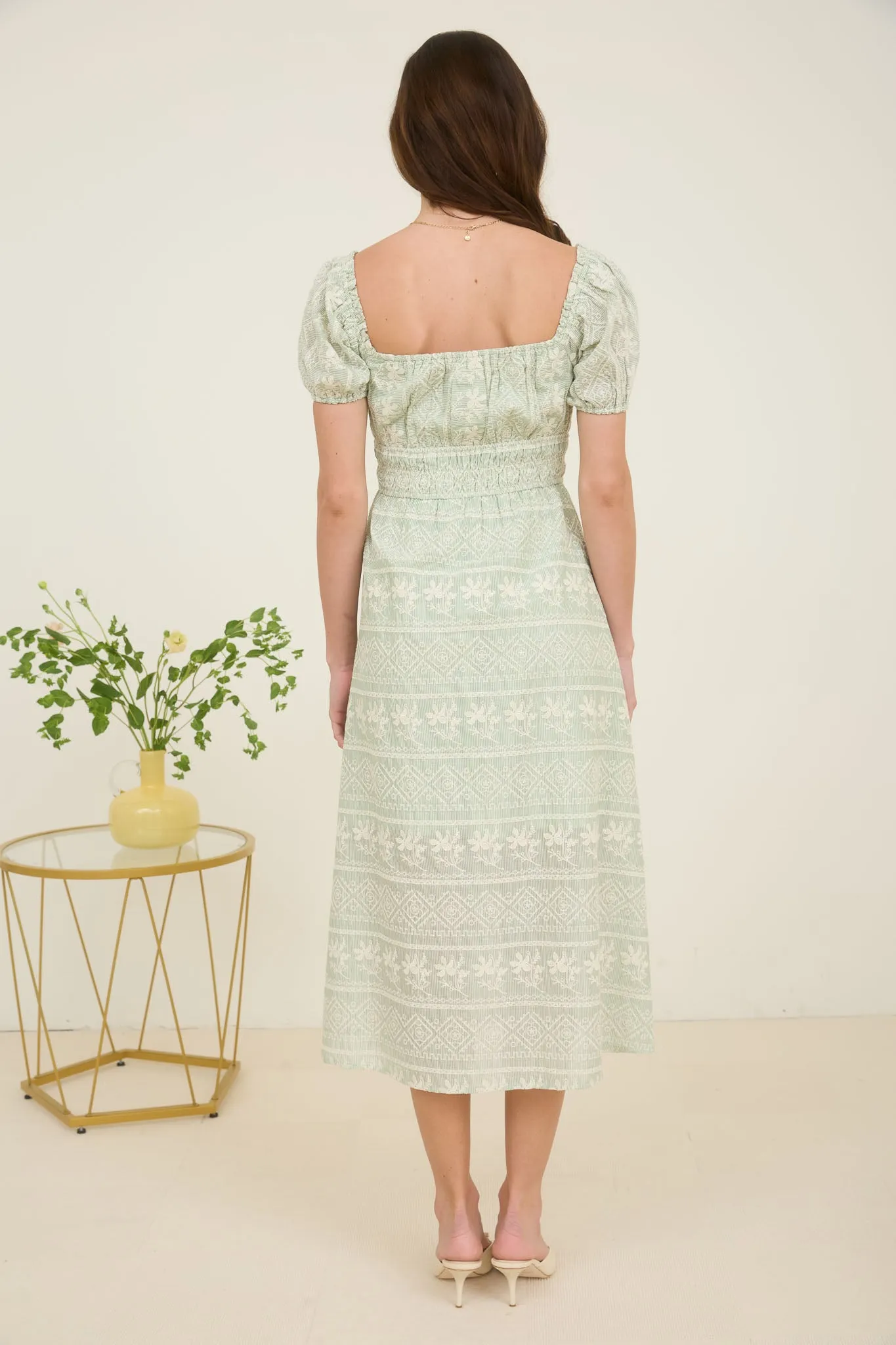 STRIPE FLORAL EMBROIDERY DETAIL MAXI DRESS sold by Blu Pepper product image thumbnail 2