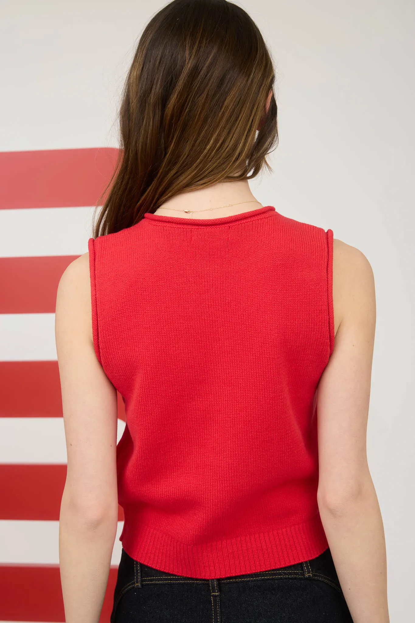 RAW EDGE BUTTON DOWN KNIT CARDIGAN VEST TOP sold by Blu Pepper product image thumbnail 2