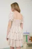 STRIPE FLORAL PUFF SLEEVE RUFFLE TIERED MINI DRESS sold by Blu Pepper