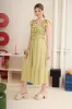 PLUS BOW DETAIL V NECK SMOCKED RUFFLED MIDI DRESS (PRE-ORDER) sold by Blu Pepper