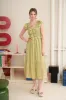 PLUS BOW DETAIL V NECK SMOCKED RUFFLED MIDI DRESS (PRE-ORDER) sold by Blu Pepper