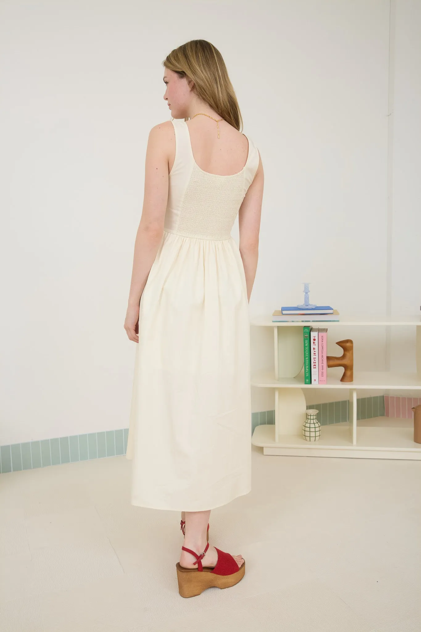 BOW DETAIL SLEEVELESS A-LINE MIDI DRESS sold by Blu Pepper product image thumbnail 2