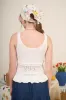 EMBROIDERED FLORAL SCOOP NECK RUFFLE HEM KNIT TOP sold by Blu Pepper