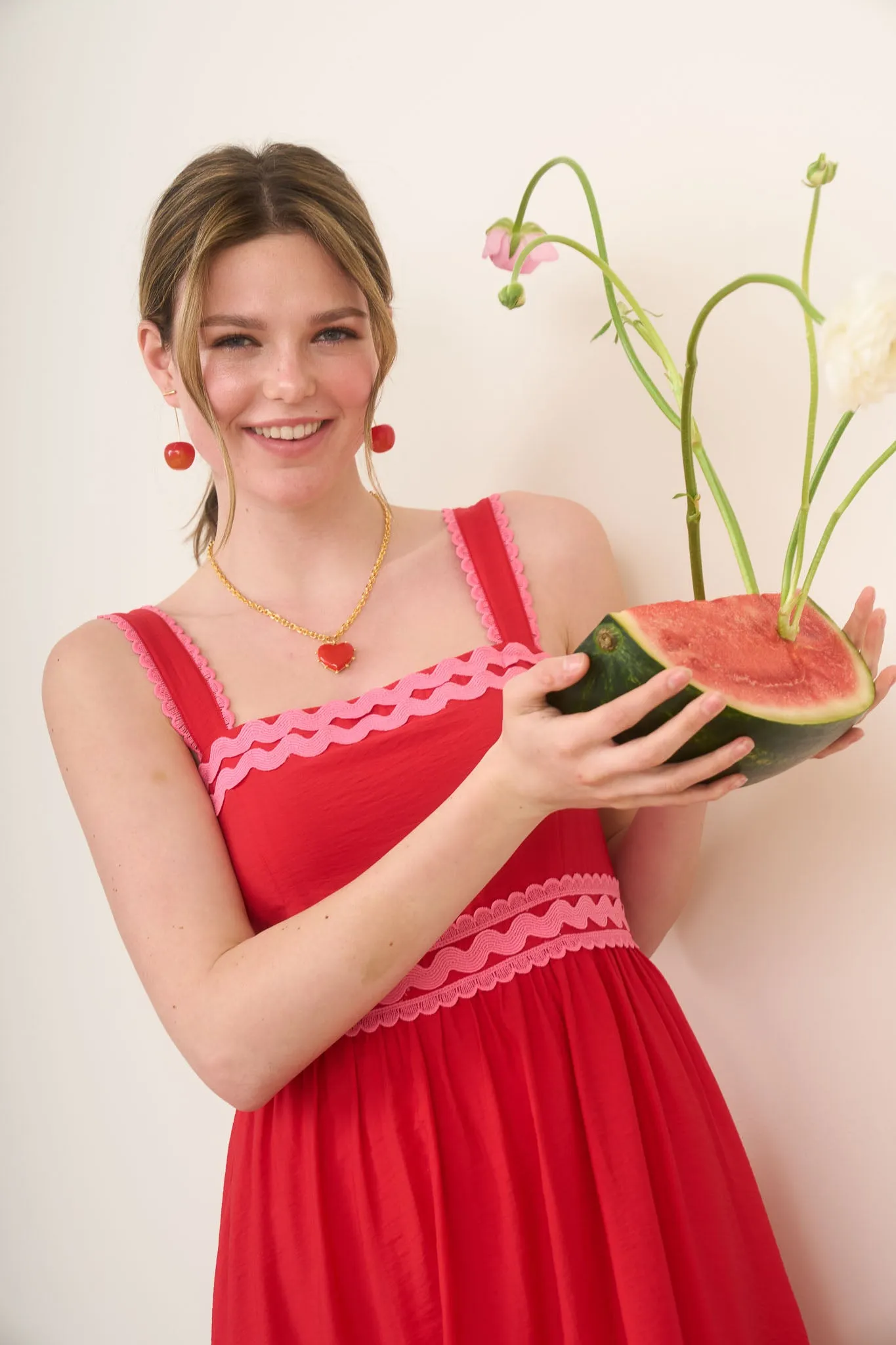 SQUARE NECK WAVE SCALLOP TRIM MIDI DRESS sold by Blu Pepper product image thumbnail 5