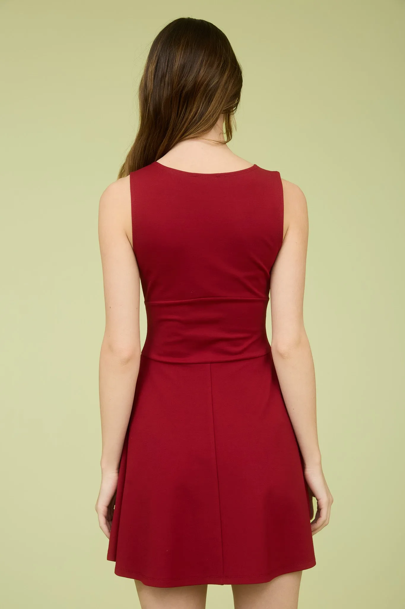 SLEEVELESS WAIST DETAIL FLARE MINI DRESS sold by Blu Pepper product image thumbnail 2