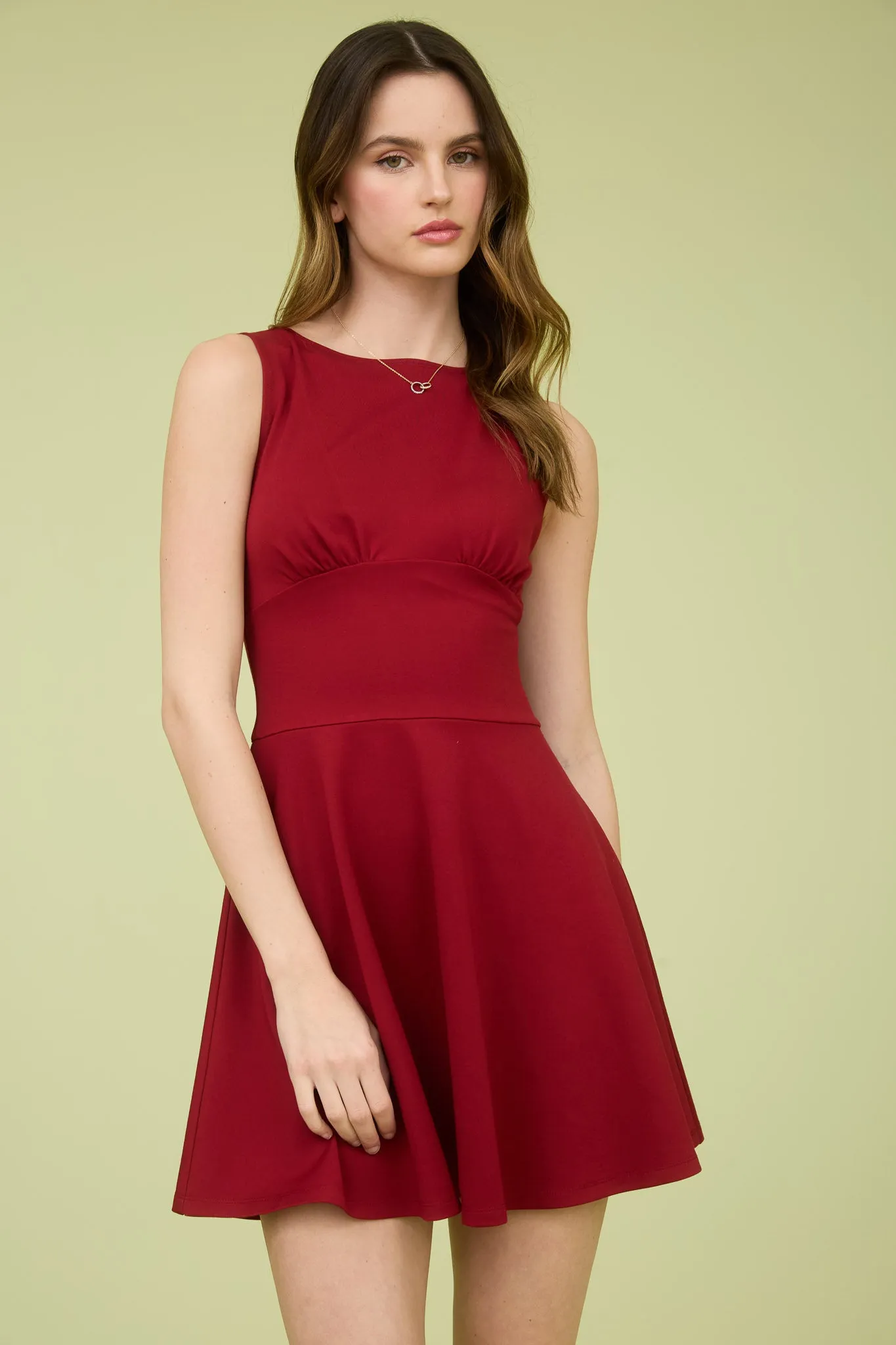 SLEEVELESS WAIST DETAIL FLARE MINI DRESS sold by Blu Pepper product image thumbnail 5