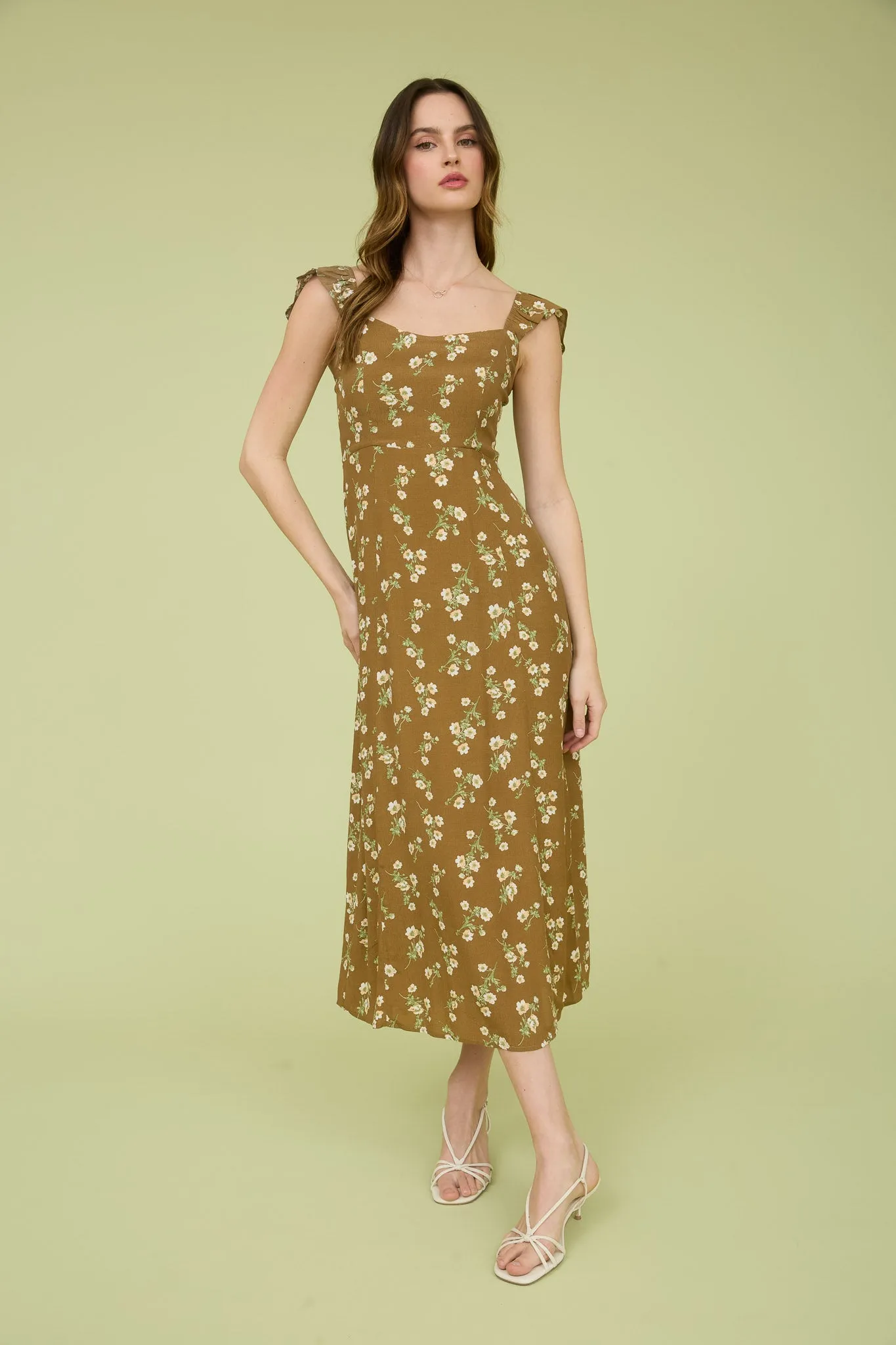 FLORAL SWEETHEART SHORT SLEEVE MIDI DRESS sold by Blu Pepper product image thumbnail 4