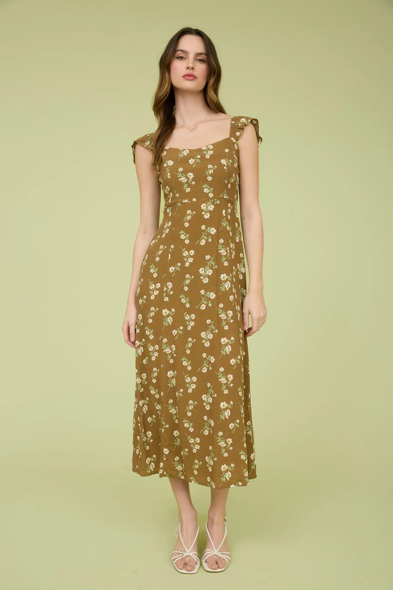 FLORAL SWEETHEART SHORT SLEEVE MIDI DRESS sold by Blu Pepper product image thumbnail 5