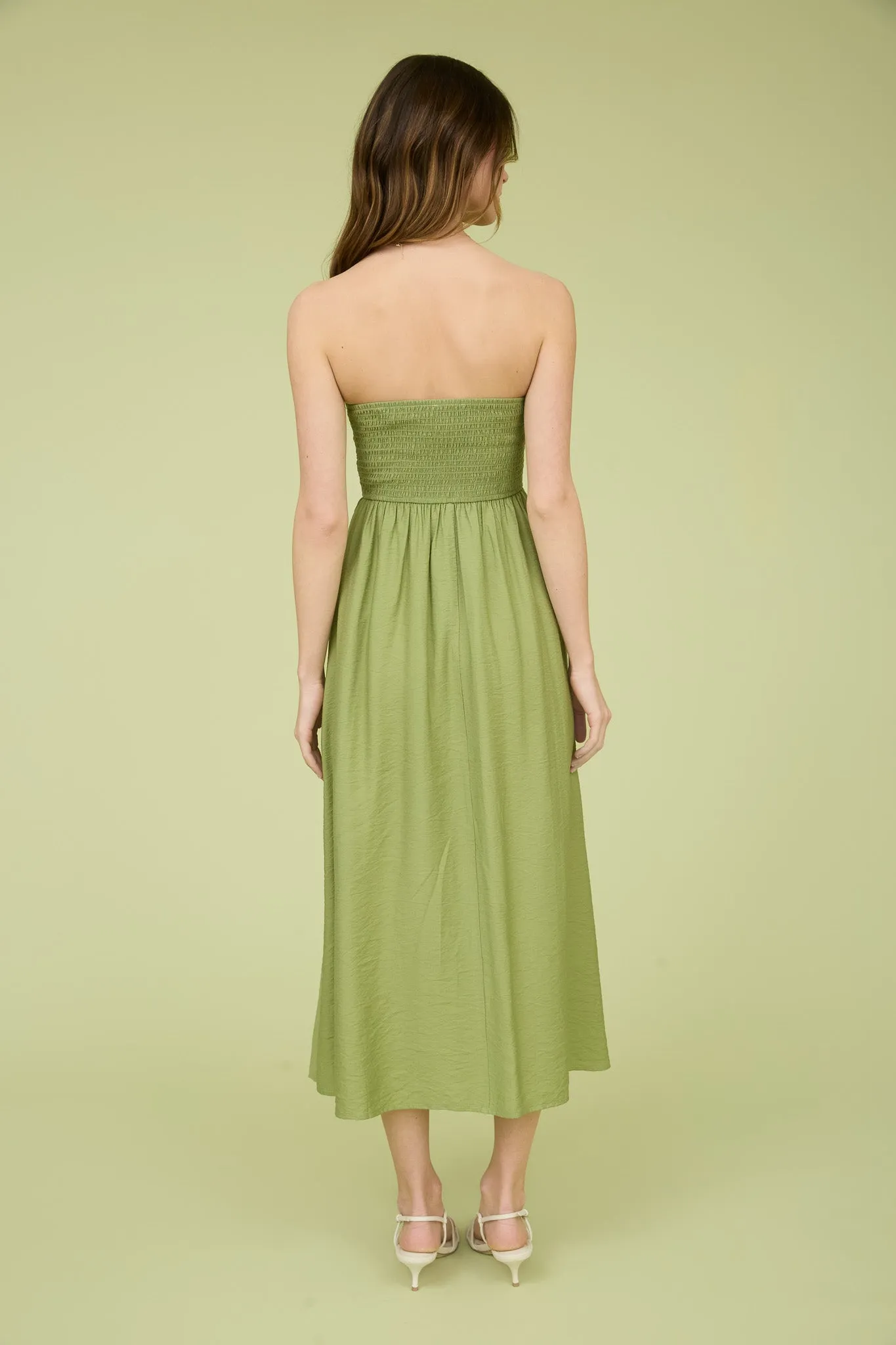 PLEATED BODICE STRAPLESS MIDI SUNDRESS sold by Blu Pepper product image thumbnail 2