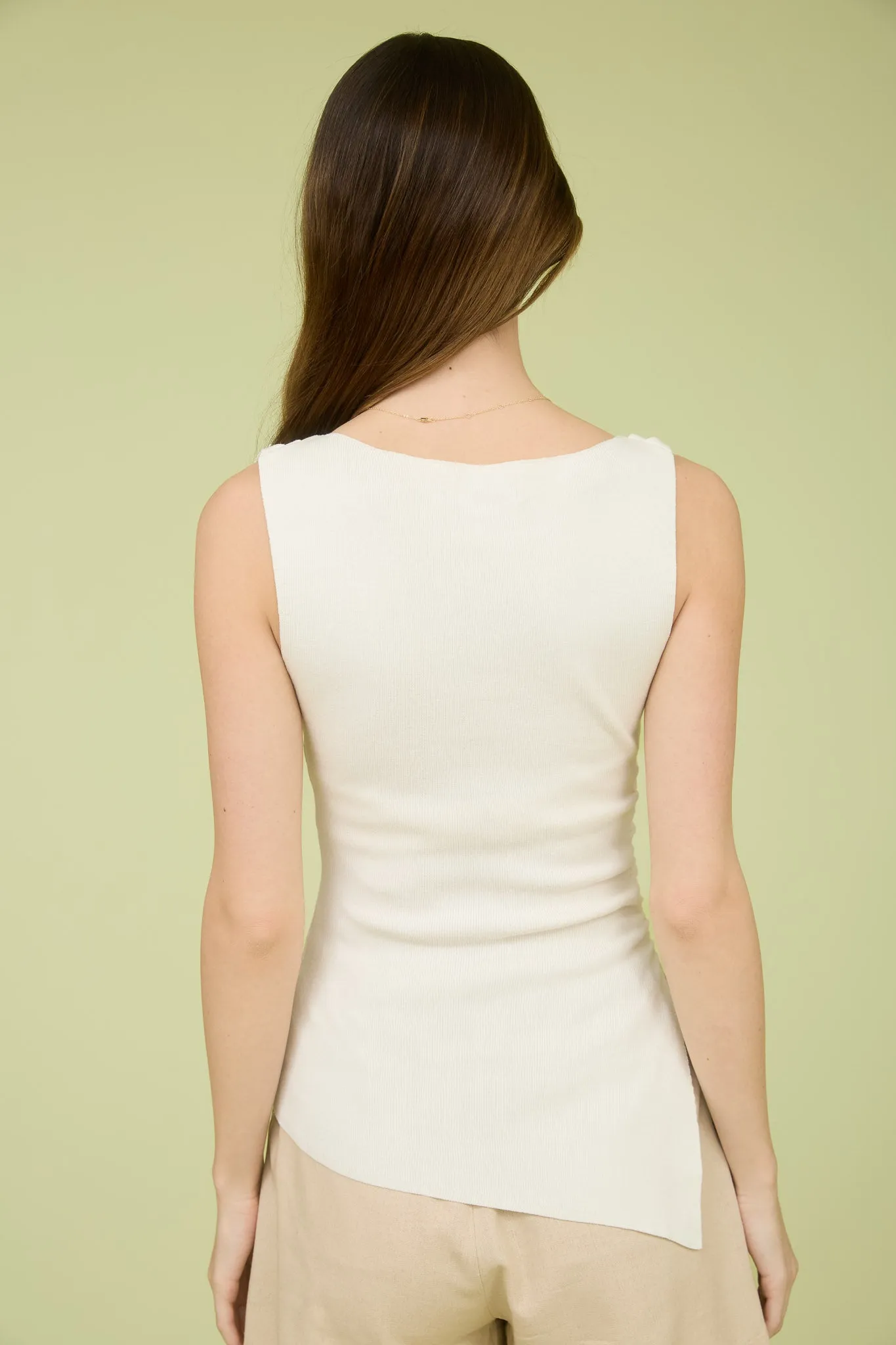 ASYMMETRICAL HEM SLEEVELESS KNIT TOP sold by Blu Pepper product image thumbnail 2