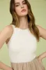 CONTRAST TRIM SLEEVELESS MIXED MEDIA MIDI DRESS sold by Blu Pepper