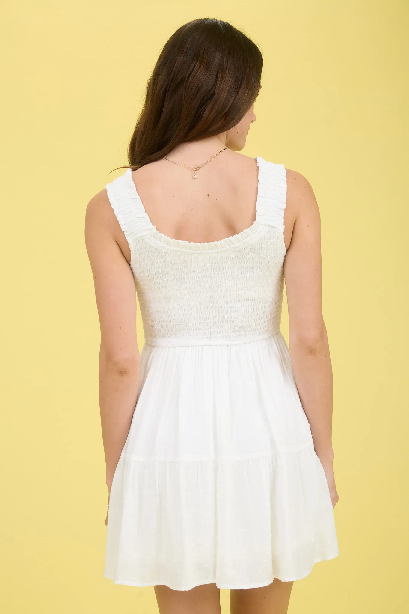 CLIPDOT BOW DETAIL SMOCKED SLEEVELESS MINI DRESS sold by Blu Pepper product image thumbnail 2