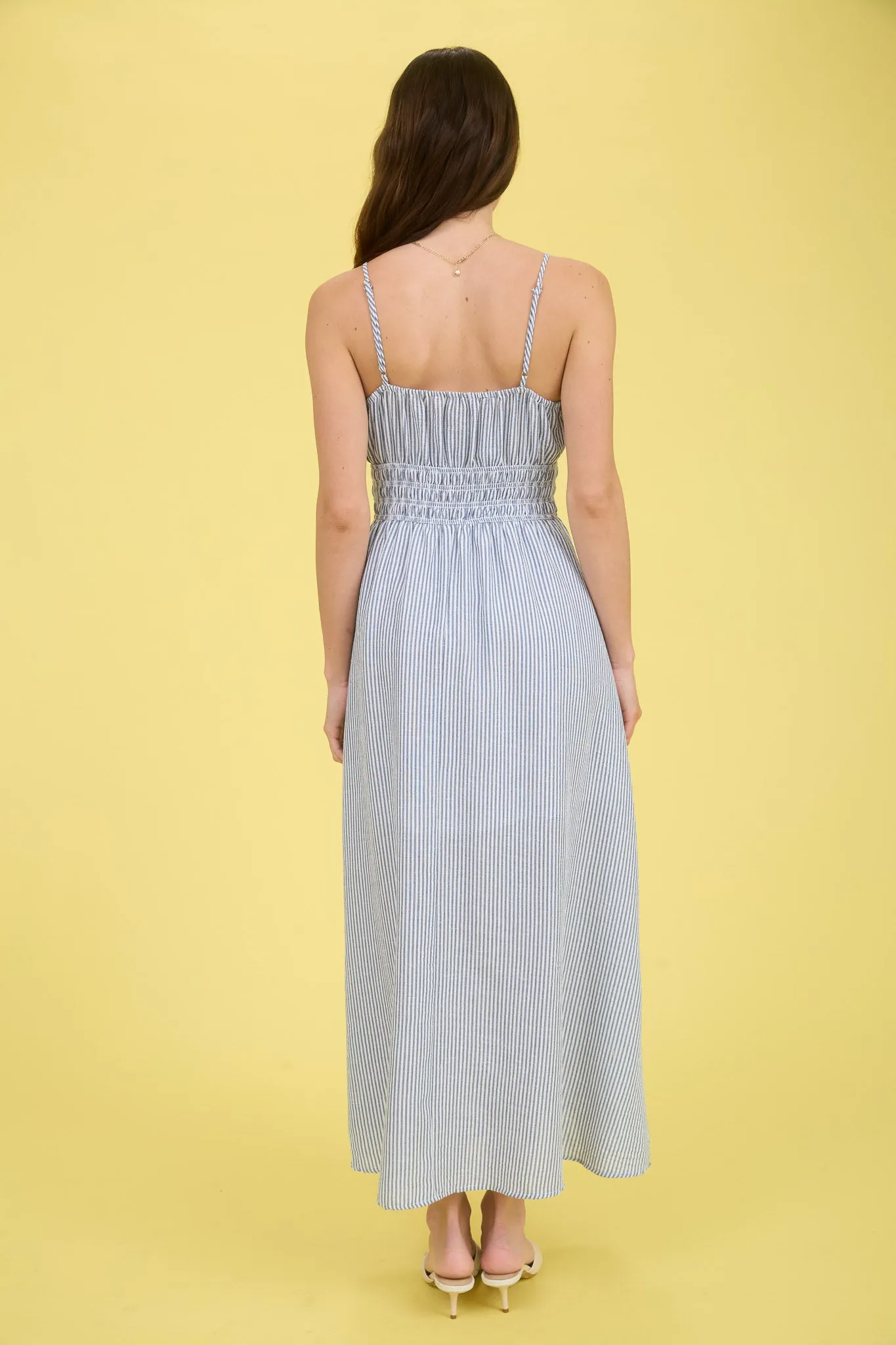 STRIPE LACE TRIM SPAGHETTI STRAP MIDI DRESS sold by Blu Pepper product image thumbnail 2