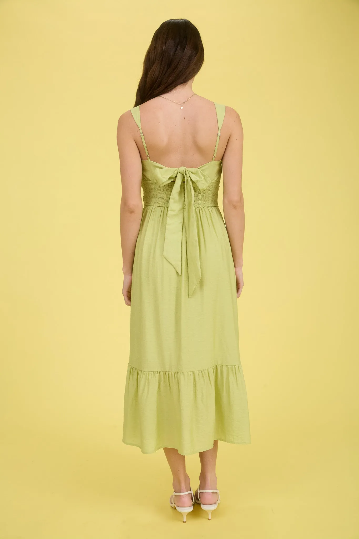 SMOCKED RUFFLE DETAIL SLEEVELESS MIDI DRESS sold by Blu Pepper product image thumbnail 2