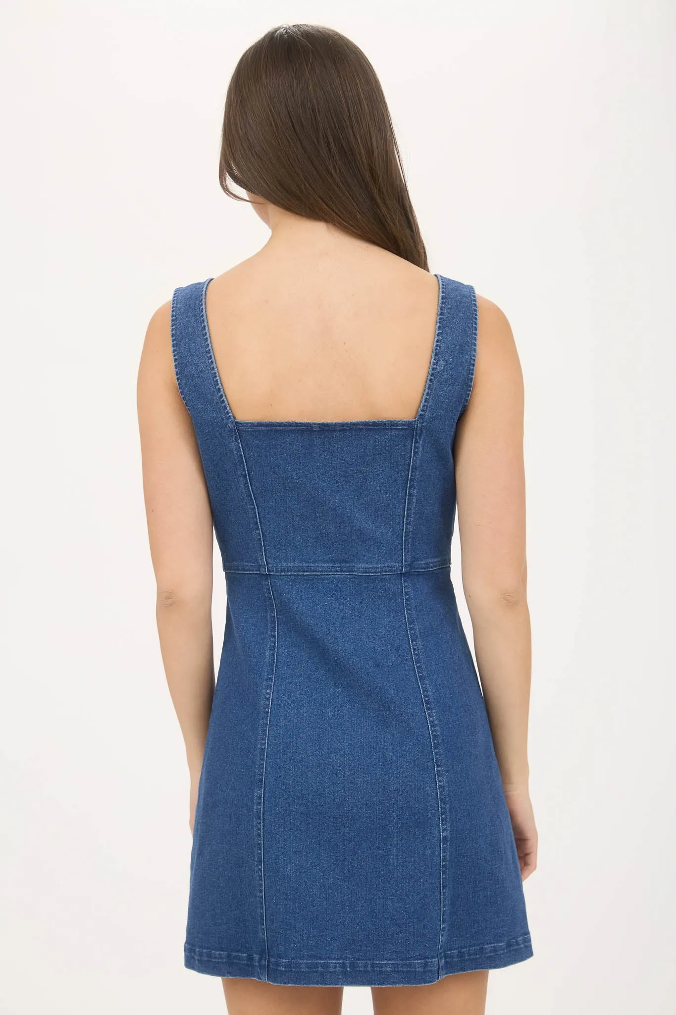 DENIM ZIP UP SLEEVELESS MINI DRESS sold by Blu Pepper product image thumbnail 2