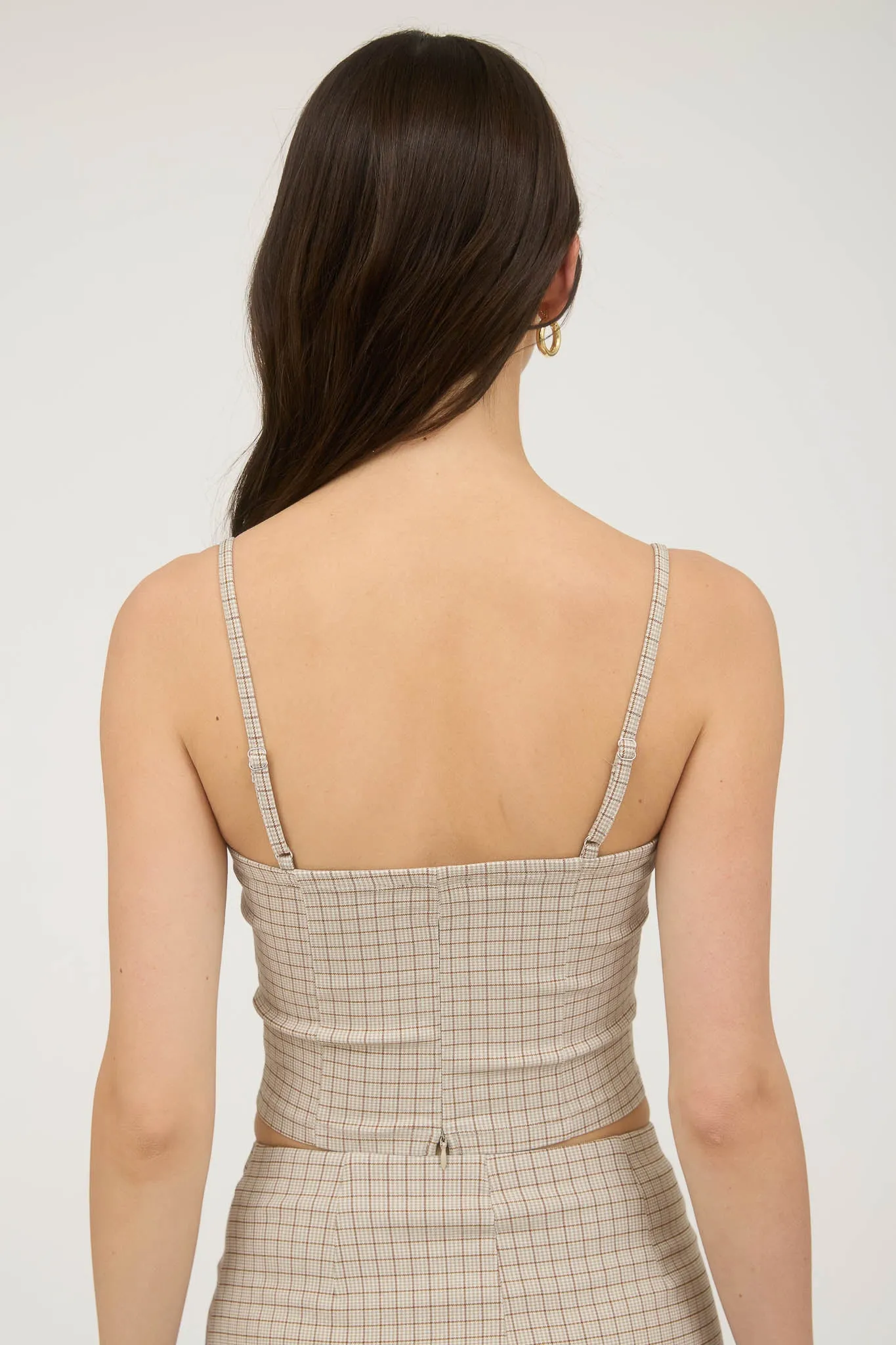 PLAID LACE TRIM FRONT TIE SPAGHETTI STRAP CROP TOP sold by Blu Pepper product image thumbnail 2