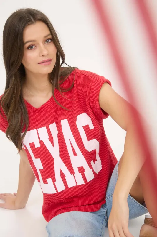 TEXAS SHORT SLEEVE SWEATER KNIT T-SHIRT sold by Blu Pepper