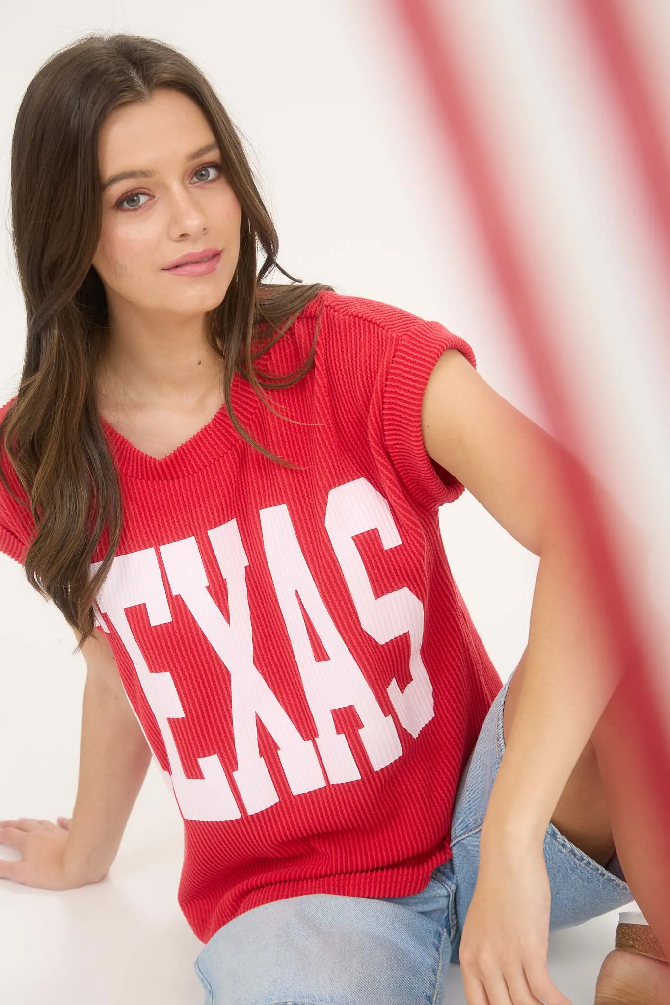 TEXAS SHORT SLEEVE SWEATER KNIT T-SHIRT sold by Blu Pepper