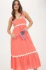 WAVY TRIM EMPIRE WAIST SLEEVELESS MIDI DRESS sold by Blu Pepper