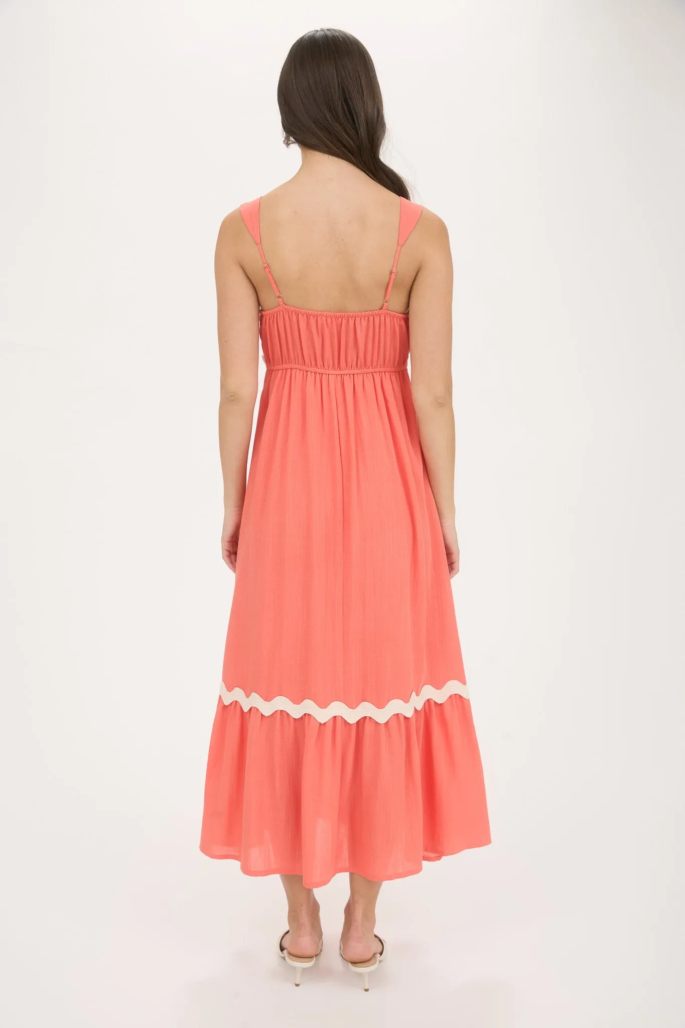 WAVY TRIM EMPIRE WAIST SLEEVELESS MIDI DRESS sold by Blu Pepper product image thumbnail 2