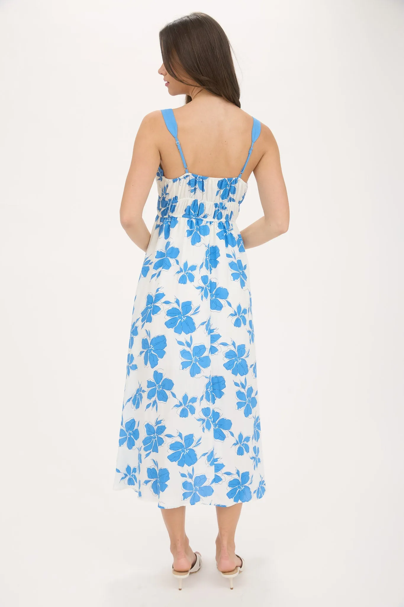 FLORAL SWEETHEART FRONT TIE WITH CUTOUT MIDI DRESS sold by Blu Pepper product image thumbnail 2