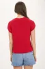 CREWNECK SHORT SLEEVE BATWING SWEATER WITH POCKET sold by Blu Pepper