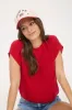 CREWNECK SHORT SLEEVE BATWING SWEATER WITH POCKET sold by Blu Pepper