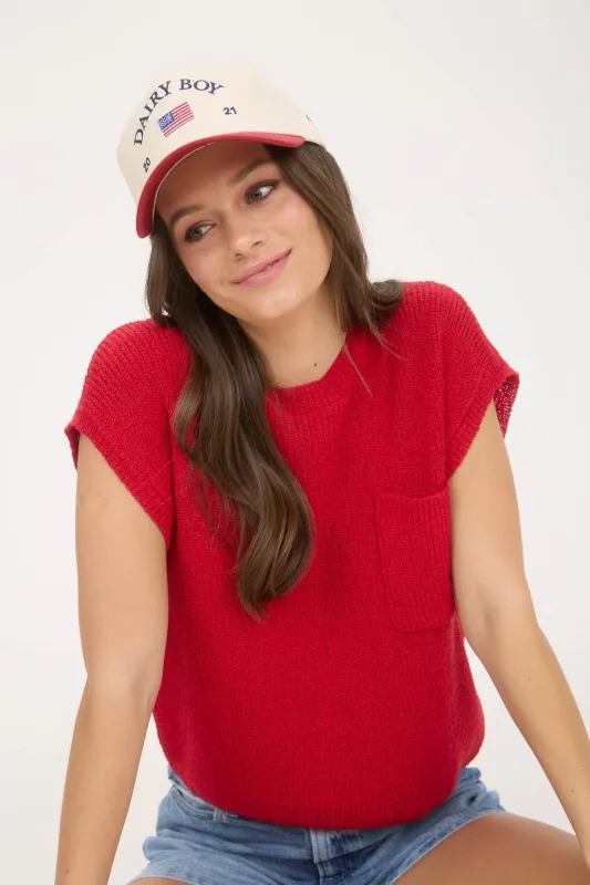 CREWNECK SHORT SLEEVE BATWING SWEATER WITH POCKET sold by Blu Pepper