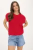 CREWNECK SHORT SLEEVE BATWING SWEATER WITH POCKET sold by Blu Pepper