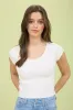 BACK TIE SWEATER KNIT SHORT SLEEVE CROP TOP sold by Blu Pepper