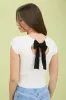 BACK TIE SWEATER KNIT SHORT SLEEVE CROP TOP sold by Blu Pepper