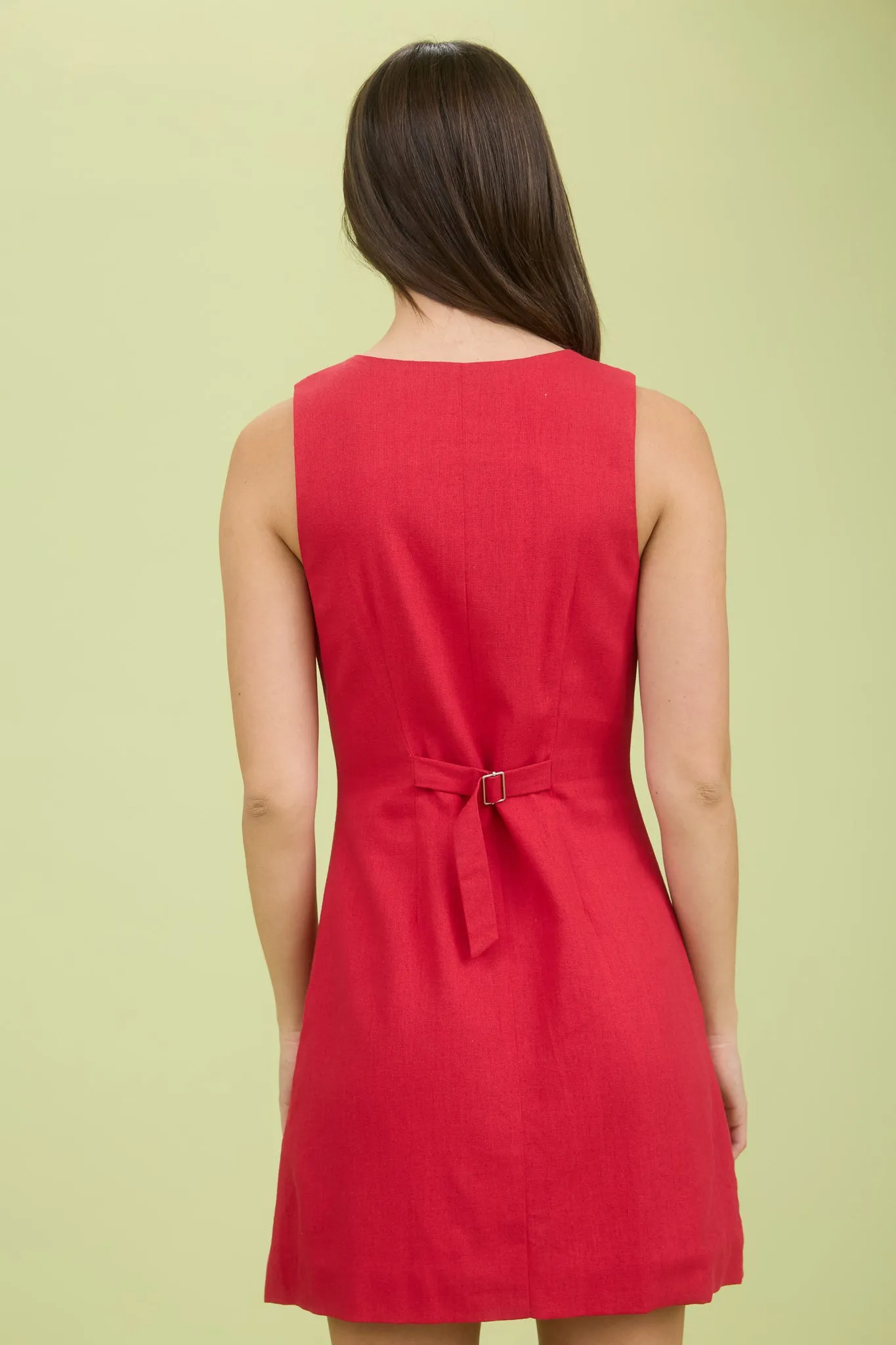 BUTTON DOWN SLEEVELESS LINEN MINI DRESS sold by Blu Pepper product image thumbnail 2