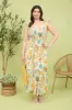 PLUS MULTI COLOR FRUIT PRINT SMOCKED MIDI DRESS sold by Blu Pepper
