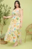 PLUS MULTI COLOR FRUIT PRINT SMOCKED MIDI DRESS sold by Blu Pepper
