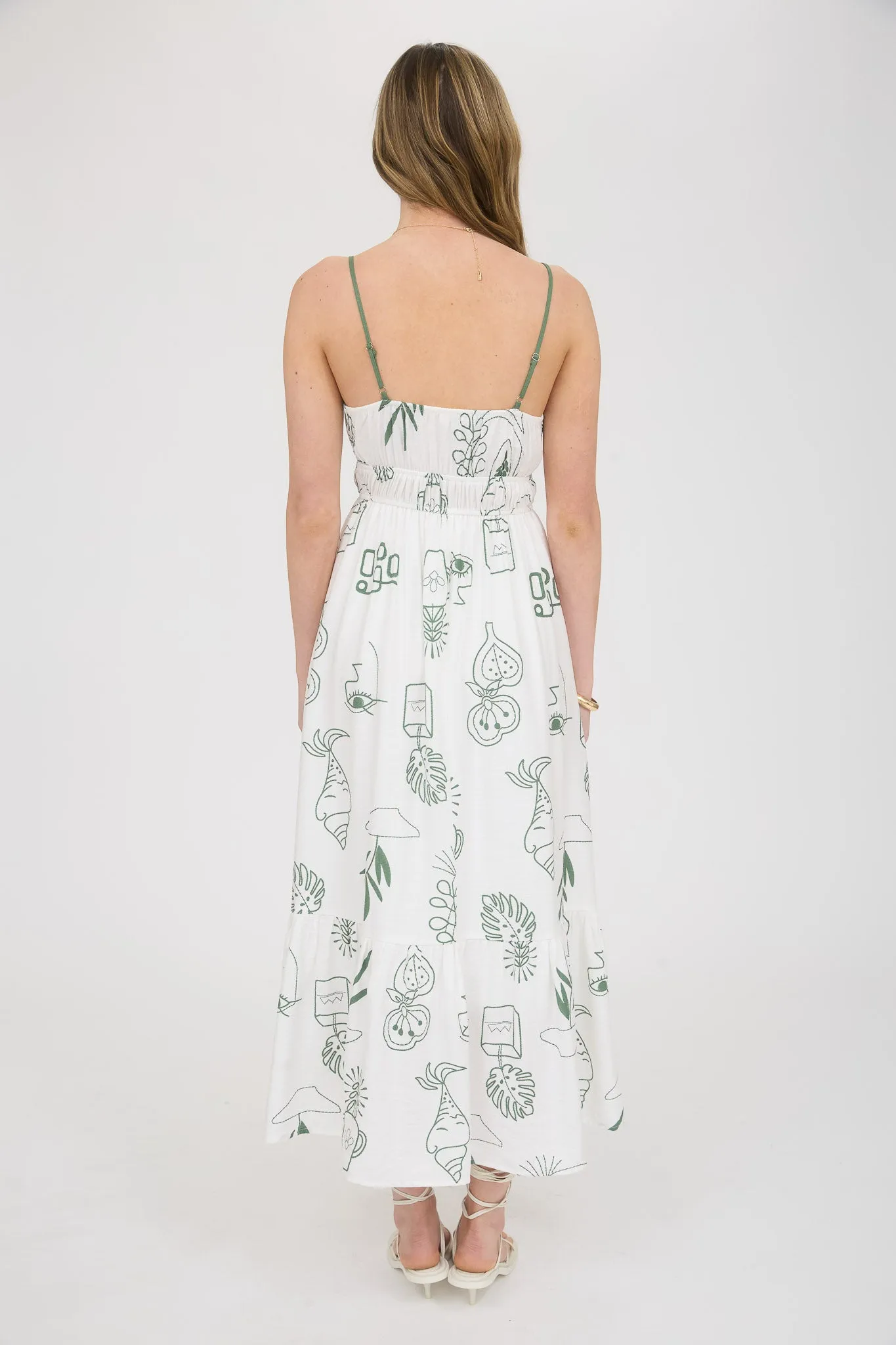 DOODLE LINE PRINT FRONT TIE DETAIL MIDI DRESS sold by Blu Pepper product image thumbnail 2