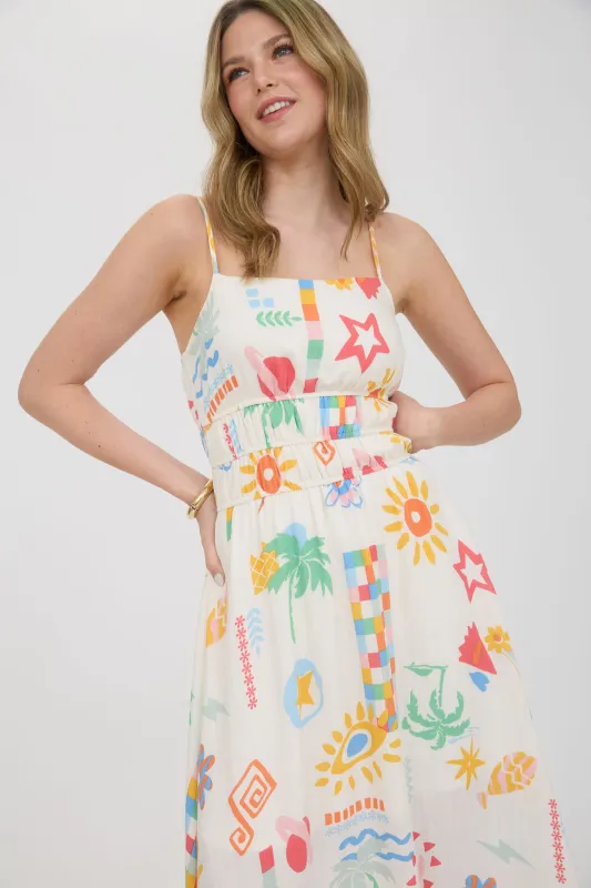SUMMER PRINT SPAGHETTI STRAP MIDI SUNDRESS sold by Blu Pepper
