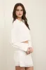 CROPPED BUTTON DOWN LONG SLEEVE LINEN TOP sold by Blu Pepper