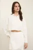 CROPPED BUTTON DOWN LONG SLEEVE LINEN TOP sold by Blu Pepper
