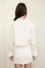 CROPPED BUTTON DOWN LONG SLEEVE LINEN TOP sold by Blu Pepper