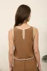 CONTRAST TRIM SLEEVELESS LINEN CROP TOP sold by Blu Pepper