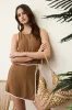 CONTRAST TRIM WRAP LINEN MINI SKORT sold by Blu Pepper
