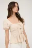 FRONT BOW DETAIL PUFF SLEEVE PEPLUM TOP sold by Blu Pepper
