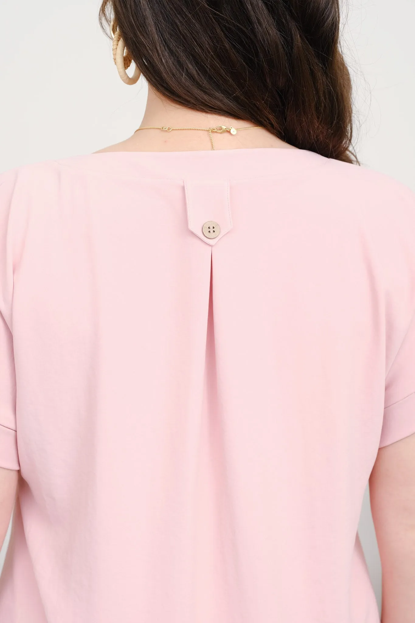 PLUS V NECK CUFF SLEEVES BACK PINTUCK DETAIL TOP sold by Blu Pepper product image thumbnail 4