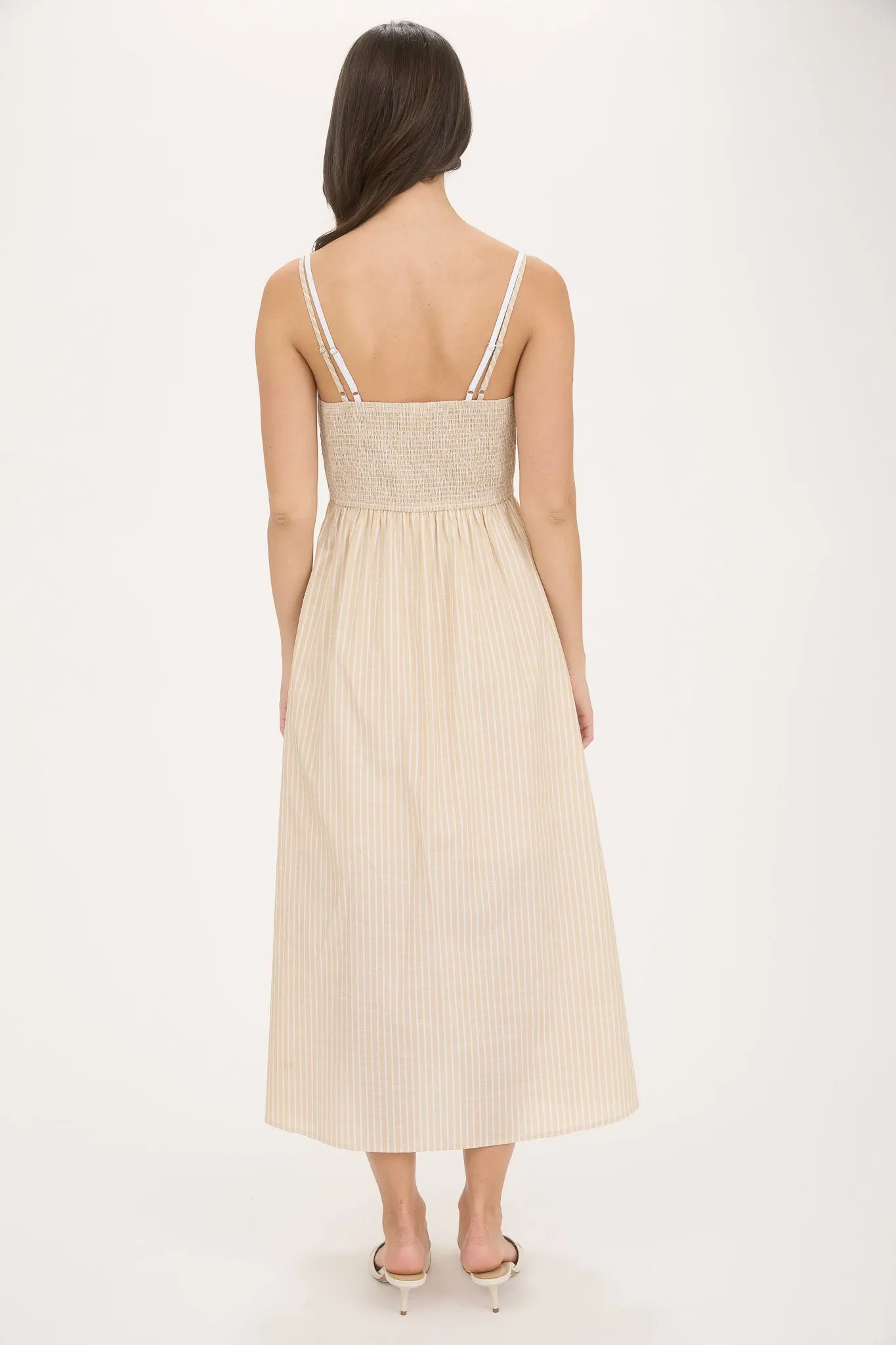 STRIPE CONTRAST STRAP BUTTON DOWN MIDI DRESS sold by Blu Pepper product image thumbnail 2