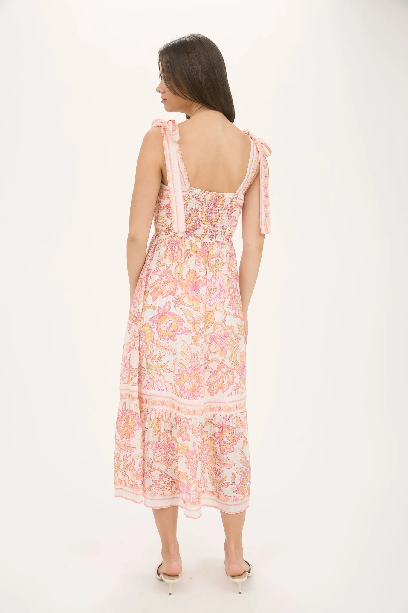 FLORAL TRIM DETAIL TIE STRAP MIDI DRESS sold by Blu Pepper product image thumbnail 2